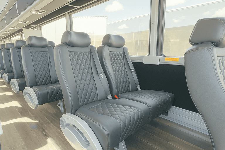 interior of Fresno Shuttle Bus Rentals charter bus